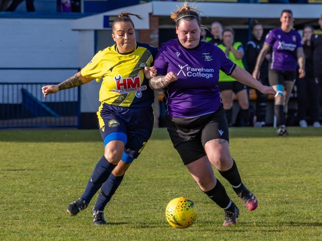 Gosport Borough (yellow) v Gosport Falcons. Picture: Mike Cooter