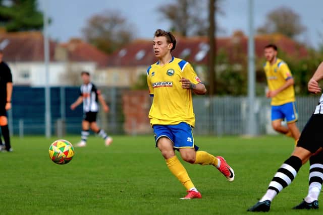 Hungerford midfielder Reece Wylie made his Gosport debut against Dorchester. Picture by Tom Phillips