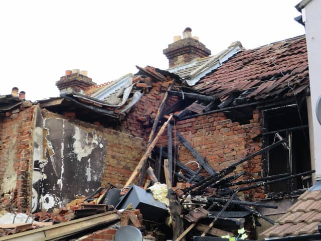 The home destroyed home in Whale Island Way in Stamshaw, Portsmouth, on January 3 after a New Year's Day suspected gas explosion forced them to flee. Picture: Ben Fishwick
