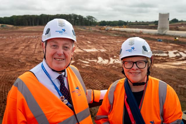 Bob Taylor, CEO, Portsmouth Water and Dame Angela Eagle, the Environment Secretary.