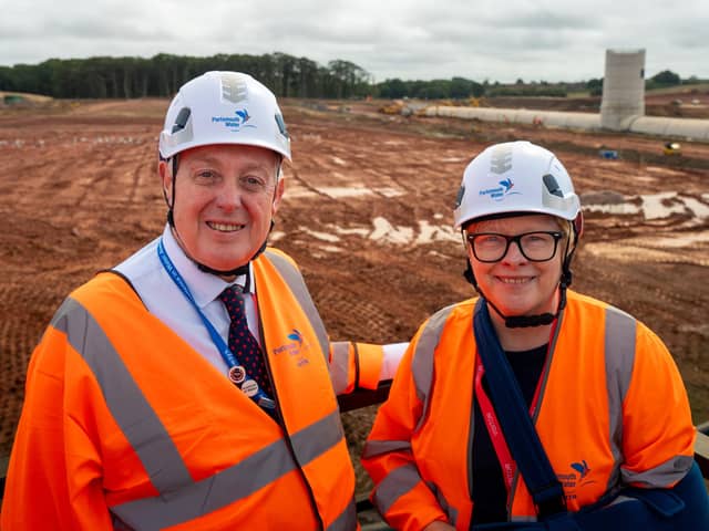 Bob Taylor, CEO, Portsmouth Water and Dame Angela Eagle, the Environment Secretary.