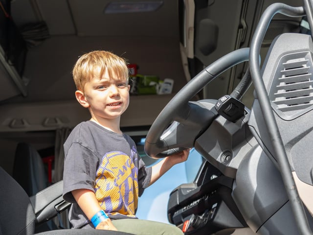 The local community were invited to explore the Portsmouth International Port on Saturday.

Pictured - Youngster Arthur Lock, 3 enjoying one of the trucks on display

Photos by Alex Shute