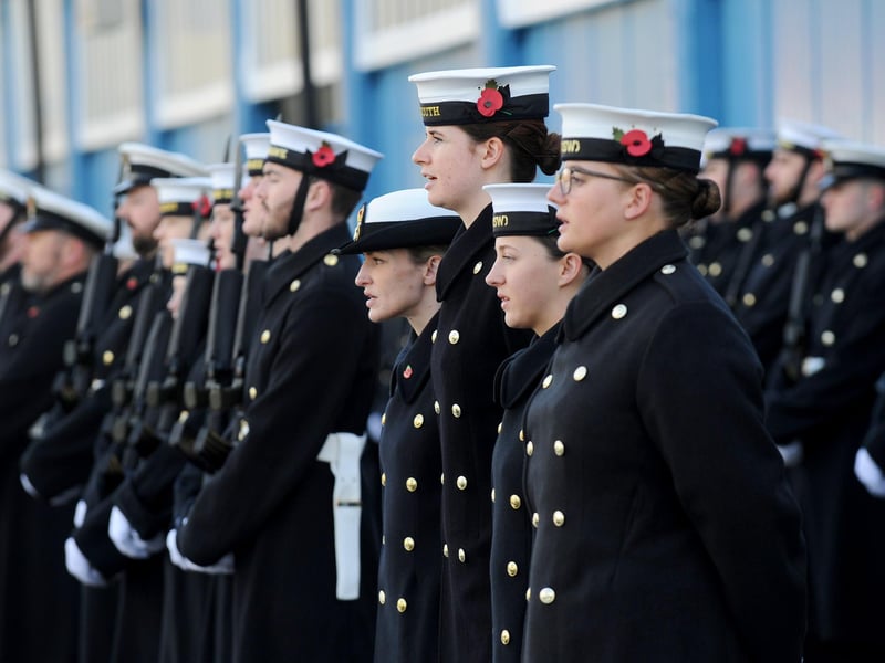 Royal Navy drill and preparations for the National Service of Remembrance at HMS Excellent in Portsmouth, on Friday, November 3. Picture: Sarah Standing (031123-2512)