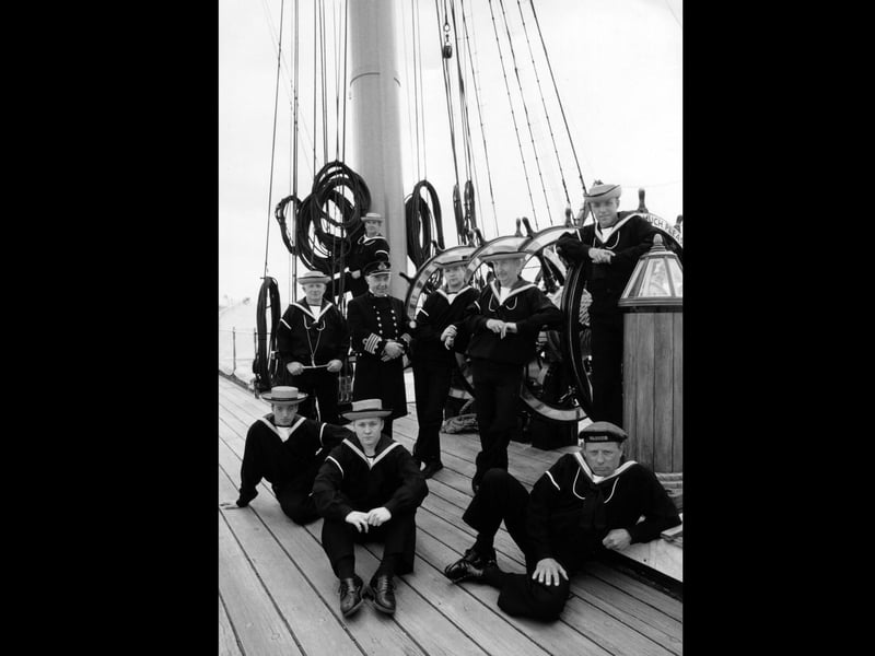 The heritage area staff enact an early 19th Century Warrior ship crew picture June 1995. The News PP5409