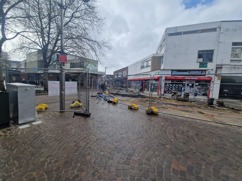 Pictured is the junction leading to Charlotte Street, which is also undergoing transformation.