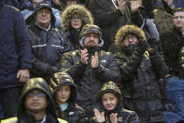 Pompey fans back at Fratton ParPompey fans braved terrible weather conditions on New Year's Day to cheer the Blues to victory against Swansea.