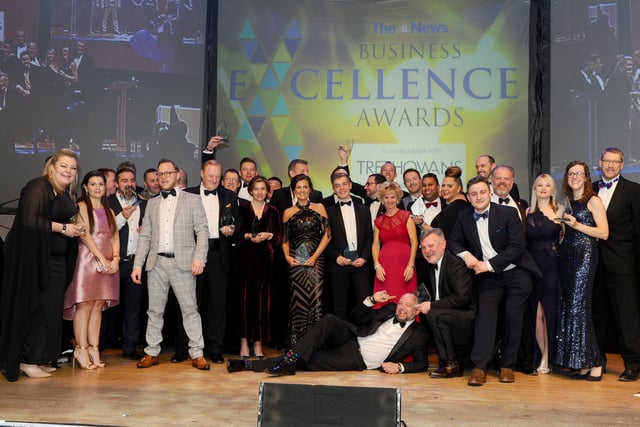 Winners from the The News, Portsmouth Business Excellence Awards with Mark Waldron, editor of The News, right
Picture: Sarah Standing (210220-8562)