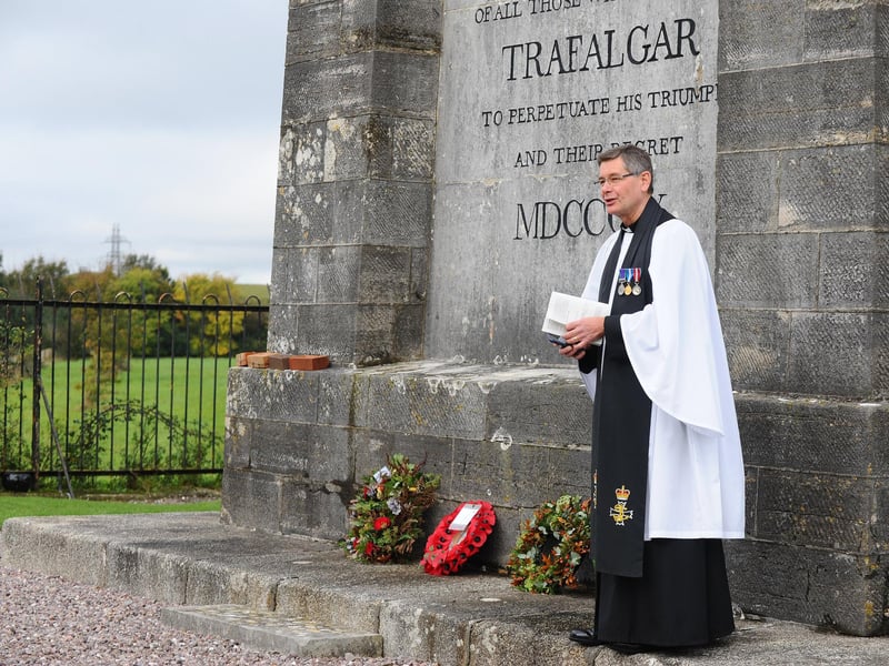 Naval chaplain of HMS Collingwood Jon Backhouse, at the Nelson Monument ceremony on October 20.