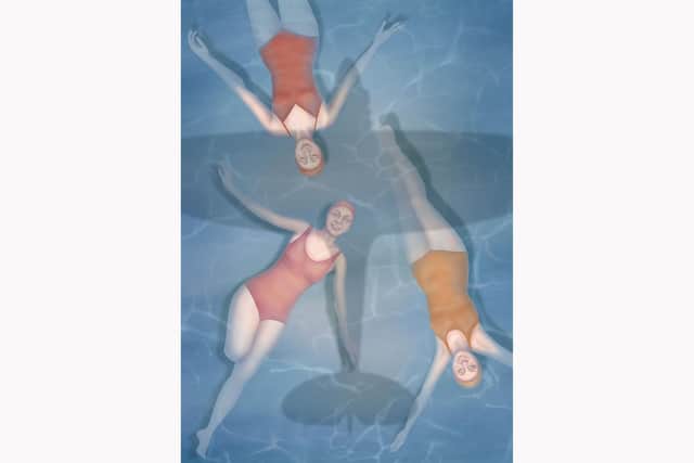 Laura Crouch's second piece of art imagines swimmers on the south coast overshadowed by a fighter plane. Picture: Laura Crouch