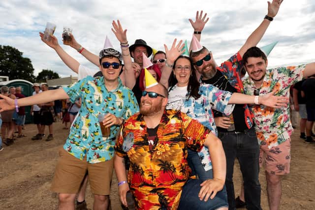 Scott Morris (centre) celebrated his birthday with his friends at Wickham Festival in 2019.
