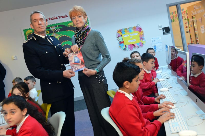 Back to 2017 when Acting  Chief Constable Winton Keenen and Crime Commissioner Vera Baird came to the school to give online safety advice.
