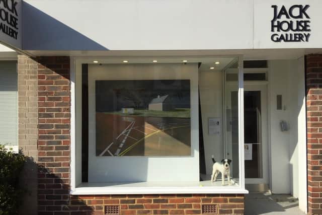 Portsmouth artist Charlotte Brisland's work on display as part of Art Through Glass. Plus an appearance by gallery dog, Tati.