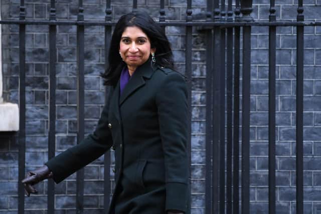 Suella Braverman arriving in Downing Street, London, as Prime Minister Boris Johnson reshuffles his cabinet. Photo: Stefan Rousseau/PA Wire