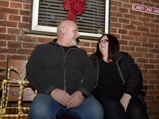 The Semmens Family Light Show in Highbury Grove in Cosham, which is a big hit in the area.
Pictured is: Myles (52) and Kelly Semmens (50).
Picture: Sarah Standing (111223-3363)