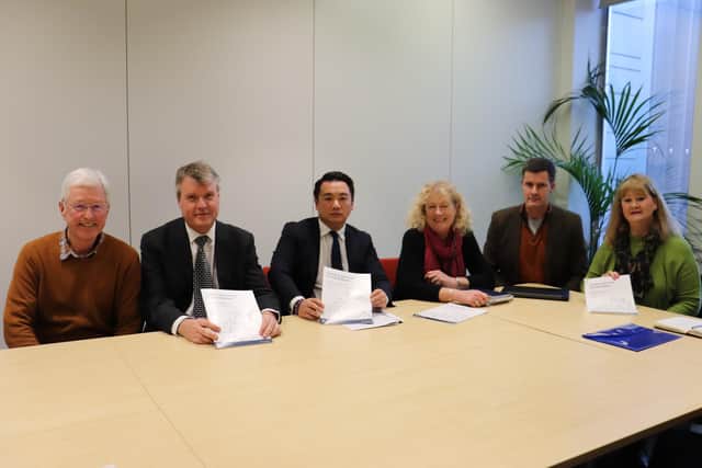Alan Mak MP with local councillors and Cllr Sean Woodward, Hampshire County Council executive member for recreation and leisure