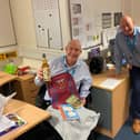 Steve Jones (left) with his retirement gifts from colleagues in the facilities management team at Queen Alexandra Hospital in Cosham. Picture: Steve Jones