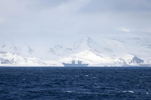 Pictured: HMS Prince of Wales as seen from the flight deck of HMS Richmond as it approached the volcanic Norwegian Island of Jan Mayen.
Credit: LPhot Bill Spurr