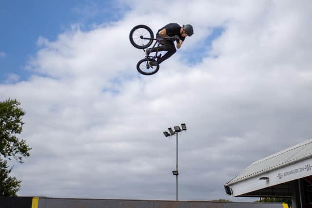 Shaun Gornall, 26, Local BMX Pro and FISE World Series participant performing tricks from the soon to be replaced ramp at Southsea Skatepark. Picture: Alex Shute