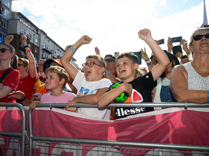 Family and friends gathered in Gunwharf to cheer the crews on the stagePicture: Keith Woodland (270721-216)