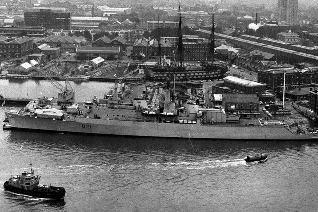 HMS Norfolk at Portsmouth Naval Base in 1970. The News PP5018