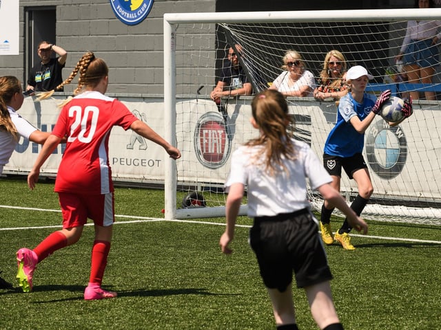 Girls' football action from the Havant & Waterlooville Summer Tournament. Picture: Keith Woodland (030621-90)