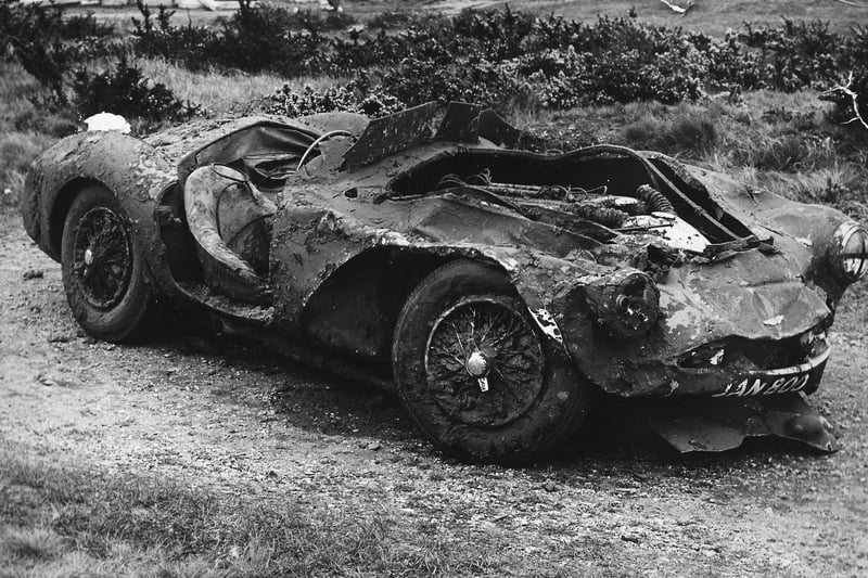 The remains of an Aston Martin used for dirt tracking at Eastney.
