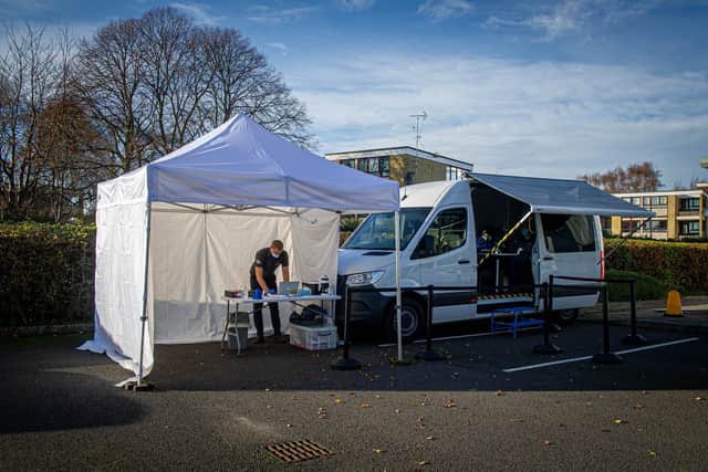 Mobile testing set-up at Vision,  Walton Road, Portsmouth.