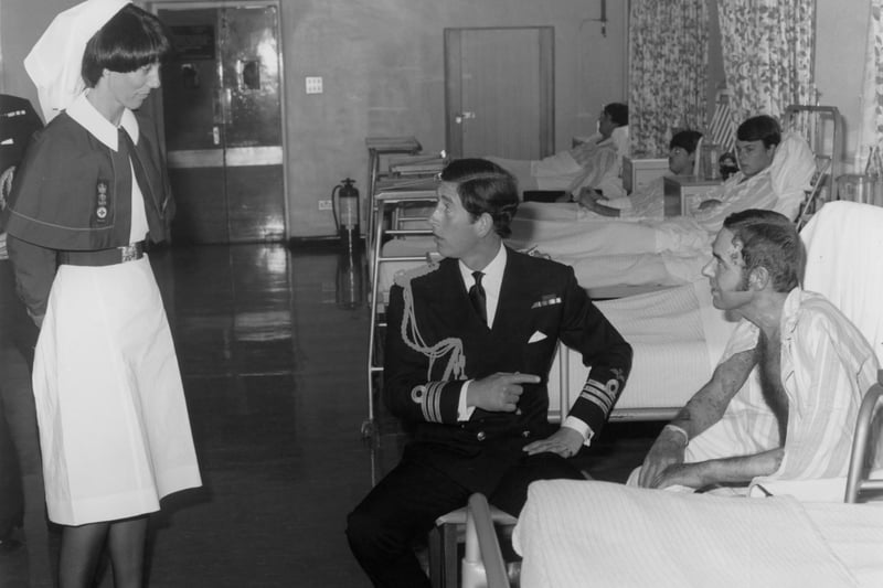 The Prince of Wales visiting the Royal Hospital Haslar in 1982