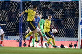 Sokratis Papastathopoulos opened the scoring for Pompey against Arsenal. Picture: Joe Pepler