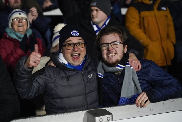 The big coats got their first outing of the winter as fans wrapped up warm for their latest Pompey away day