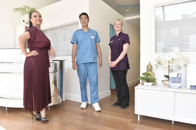 Hampshire Health and Beauty Clinic has opened their second branch in Albert Road, Southsea.

Pictured is: (l-r) Lan Ong, director, Lee Ong, manager and Jane Greenshields, osteopath.

Picture: Sarah Standing