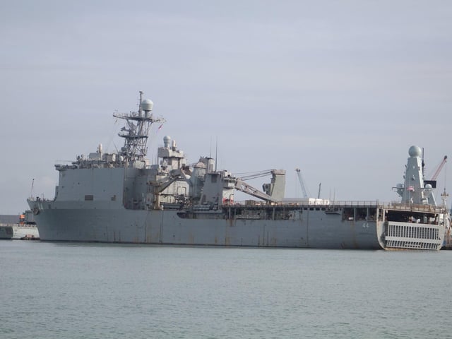USS Gunston Hall arriving into Portsmouth on February 10. Picture: Jake Corben - JC Maritime Photos.