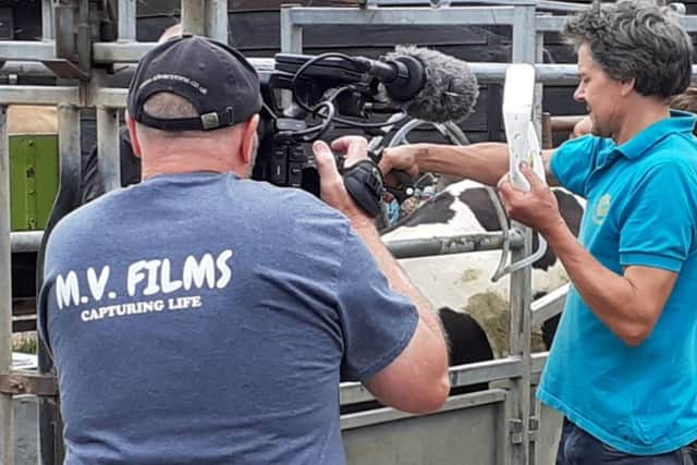 Mark White and Michael Bailey behind the scenes of Livestock Farmer documentary