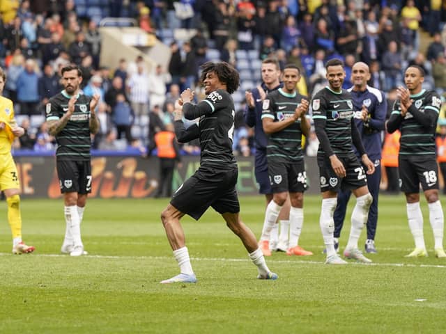 Harvey Blair opened his account for Pompey in the 1-1 draw.