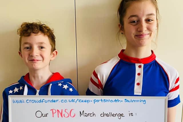 Two of the Northsea swimmers who are doing a March exercise challenge to raise much-needed funds for the club.