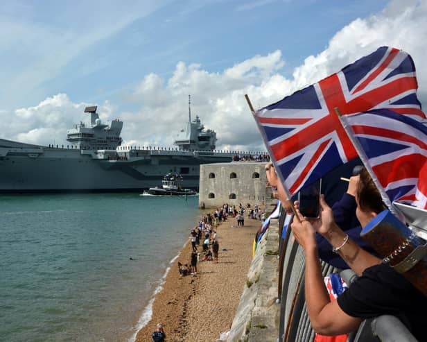 HMS Prince of Wales and HMS Queen Elizabeth are both currently in Portsmouth. Pictured is HMS Prince of Wales heading for her USA deployment. Picture: Ben Mitchell/PA