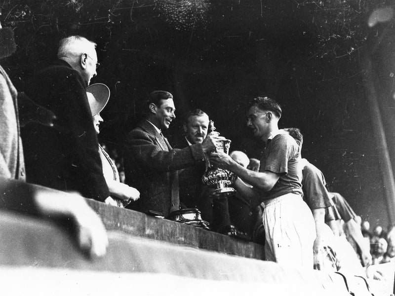 King George VI presenting the FA cup to Portsmouth Football Club, 1939. The News PP3337