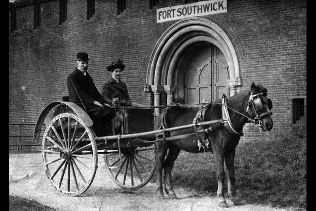Believed to be a member of the Thistlewayte family outside Fort Southwick. A turn of the 20th century photograph believed to be owner of Southwick Estate a member of the Thistlewayte family. Picture: Barry Cox postcard collection