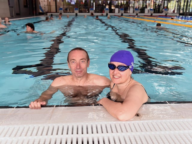 Ravelin Sports Centre in Cambridge Road, Portsmouth, officially opens to existing members, staff and students on Saturday, September 3 and then to new public members on October 1.
Pictured is: Darren Taylor (52) with wife Jo (55) from Portsmouth.
Picture: Sarah Standing (010922-2476)