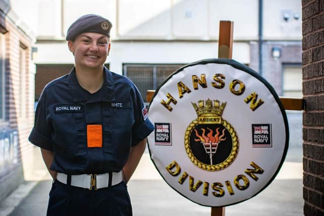 Dogged recruit Amy White finally completed her 10-week basic training course after an 18-month battle to overcome injury - and fulfil a promise to her dying gran. Photo: Royal Navy