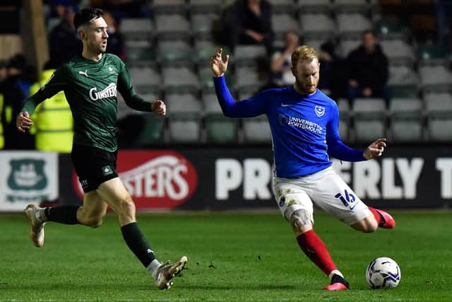 Connor Ogilvie earned Ben Gaynor's vote as Pompey's man of the match at Plymouth. Picture: Graham Hunt/ProSportsImages