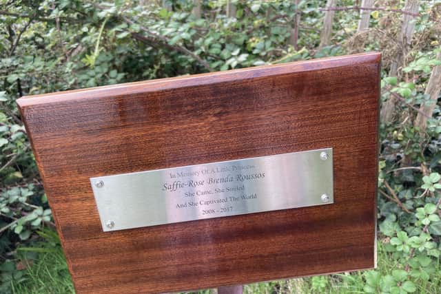 Memorial for Saffie-Rose Roussos in Bath Lane Recreation Ground Fareham 