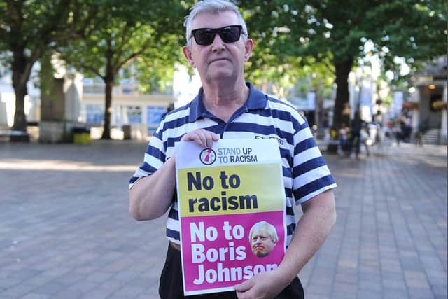 Stand Up To Racism Portsmouth representative, Simon Magorian, at a previous anti-racism demonstration.

Picture: Habibur Rahman