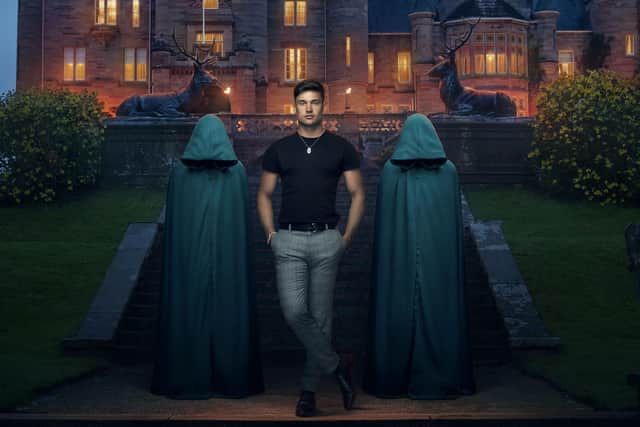 Aaron, 24, an estate agent from Portsmouth, is hoping to win The Traitors, a reality TV show on BBC One. Picture: BBC.