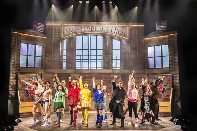 The cast of Heathers The Musical. Keelan McAuley, all in black, plays JD. Picture by Pamela Raith Photography