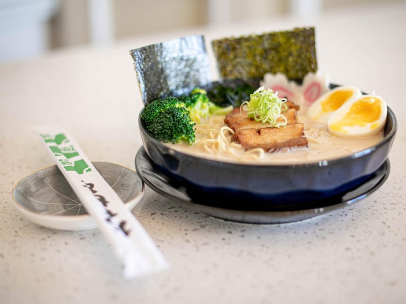 The Captains Table is located in the Keppel's Head Hotel in the Hard. It boasts a traditional British and European menu while also offering a Japanese menu. Pictured is ramen with braised pork belly.