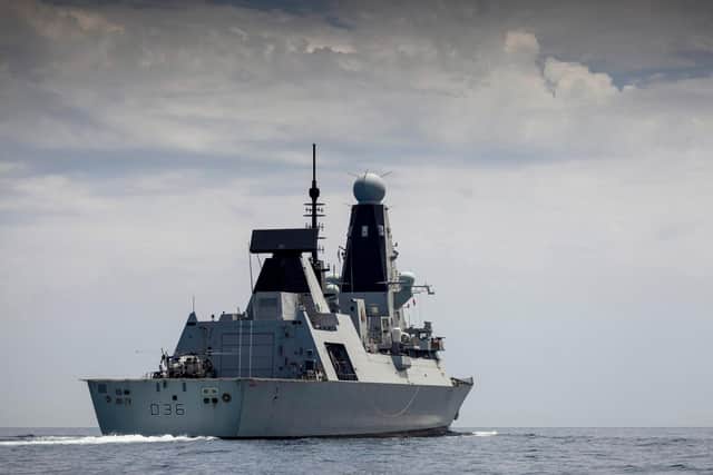 HMS Defender is sailing into the Black Sea after a Nato operation in the Mediterranean.
Credit: LPhot Dan Rosenbaum, HMS Defender