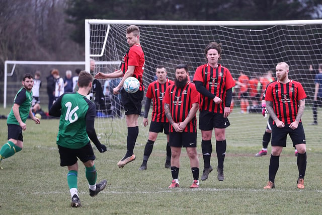 Saturn Royale take a free-kick. Picture by Stuart Martin