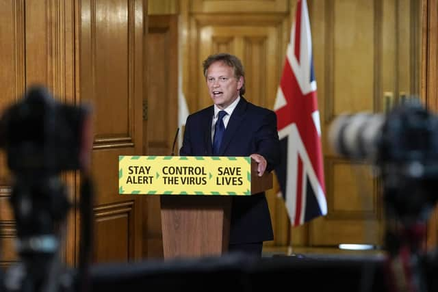 Transport secretary Grant Schapps during today's coronavirus media briefing in Downing Street, London. Picture: Andrew Parsons/10 Downing Street/Crown Copyright/PA Wire