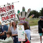 The Let's Stop Aquind walking protest against Aquind pictured starting at the Fort Cumberland car park in Eastney.

Pictured is general views of the event taking place.

Picture: Sam Stephenson